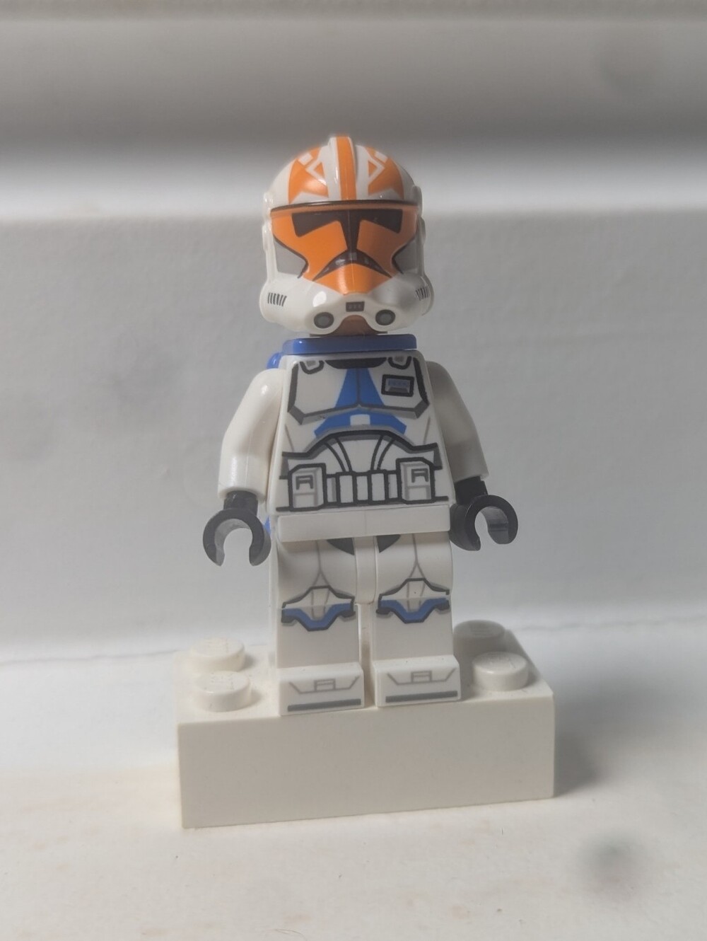 Lego White Clone Trooper Minifigure with Orange & Blue Accents